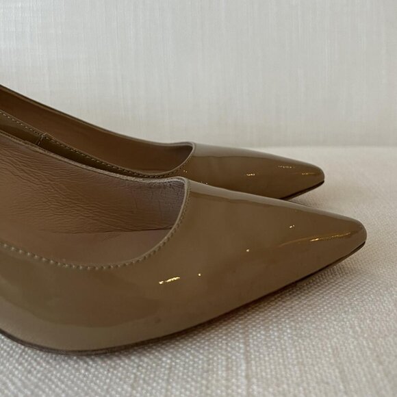 L K Bennett Nude Patent Kitten Heel Court Shoes - Picture 3 of 12